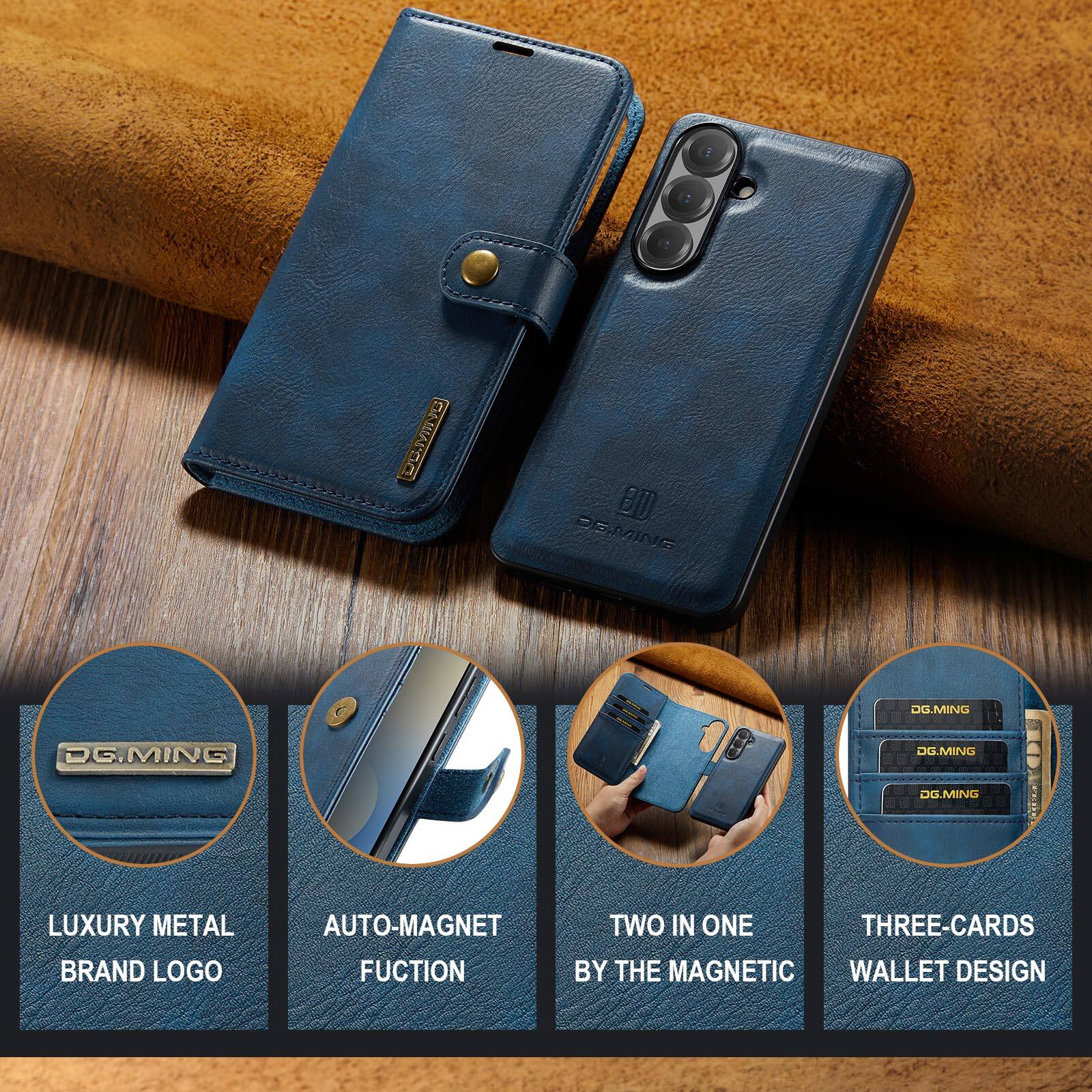7 REALC BU OEMING OOLMMING DG.MING DG.MING DG.MING LUXURY METAL BRAND LOGO AUTO-MAGNET FUNCTION TWO IN ONE THREE-CARDS BY THE MAGNETIC WALLET DESIGN