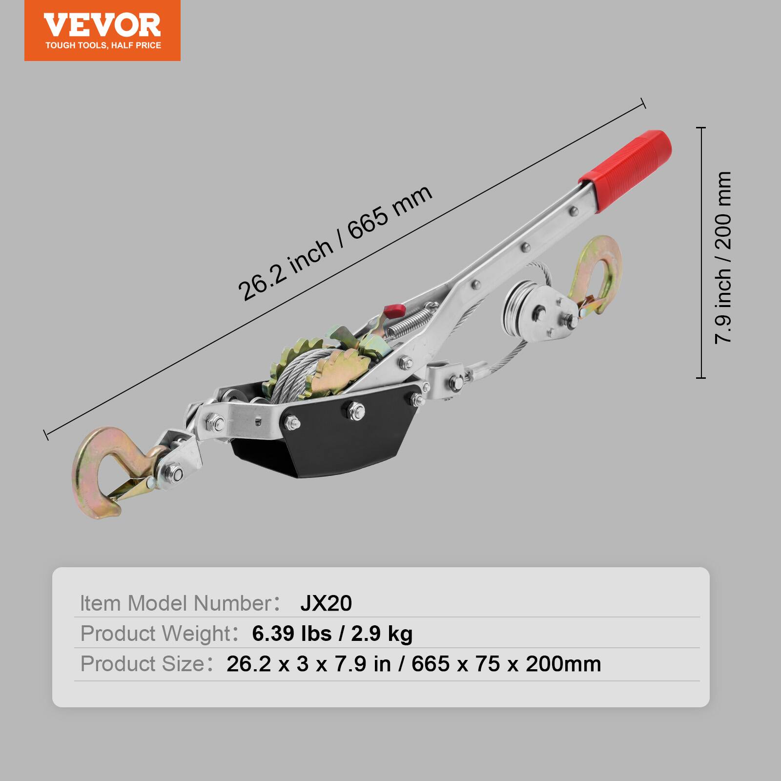 VEVOR TOUGH TOOLS, HALF PRICE

Item Model Number: JX20

Product Weight: 6.39 lbs / 2.9 kg

Product Size: 26.2 x 3 x 7.9 in / 665 x 75 x 200 mm