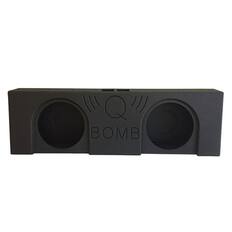 Front. QPower - QPower QBomb Double 10 Inch Vented Subwoofer Speaker Box with Black Bed Liner.