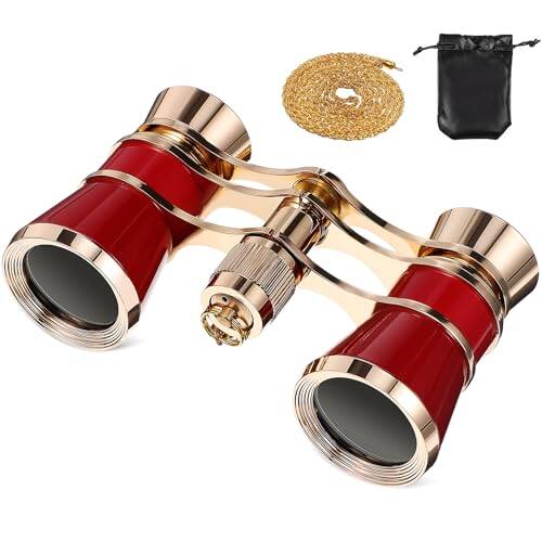 Front. DORLUKFU - Opera Glasses Binoculars 3 X 25, Mini Binocular Compact Lightweight, Theater Glasses with Chain for Adults Kids Women.