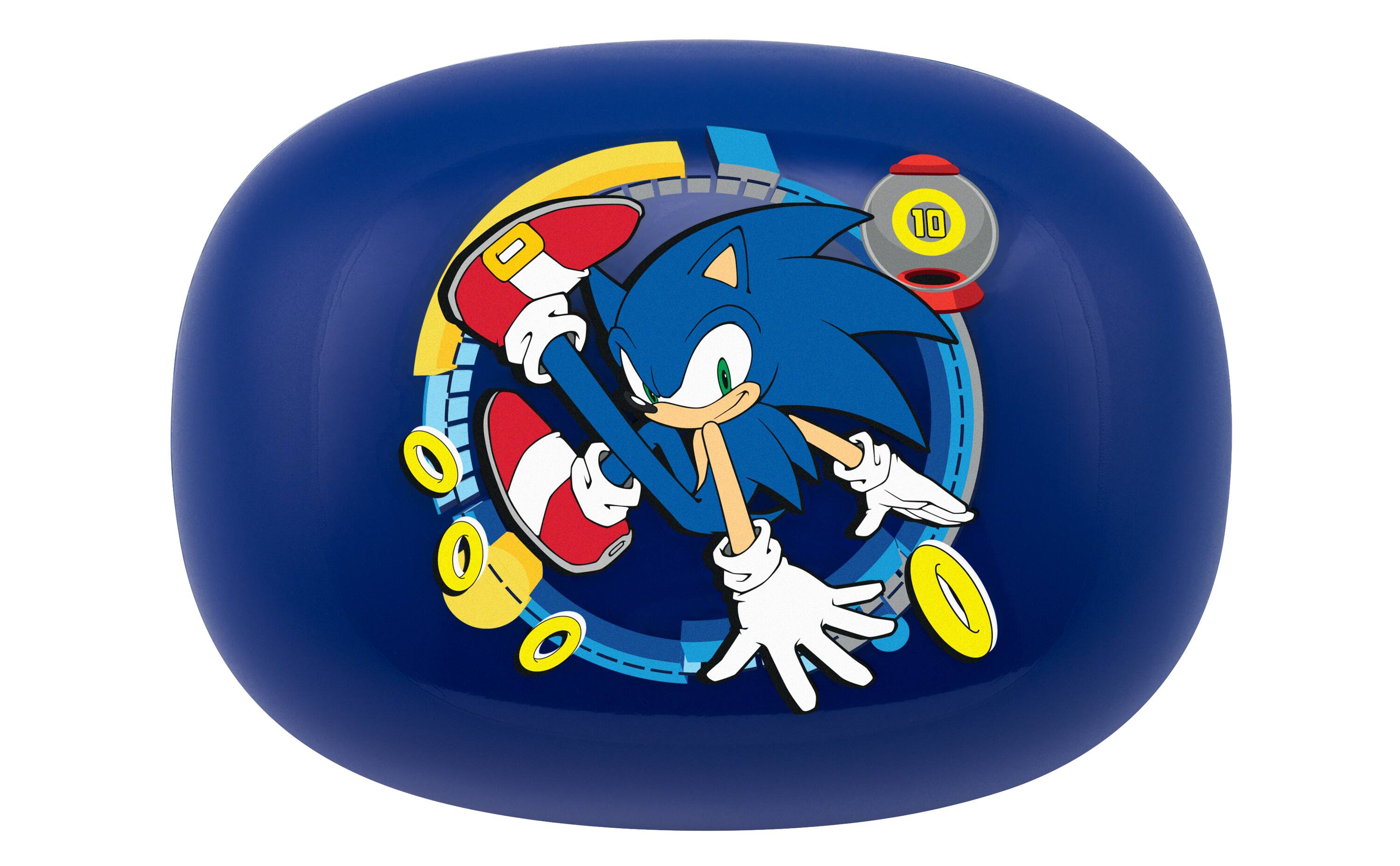 Angle. eKids - eKids Sonic The Hedgehog Wireless Earbuds for Kids, Bluetooth Earbuds with Charging Case - Blue.