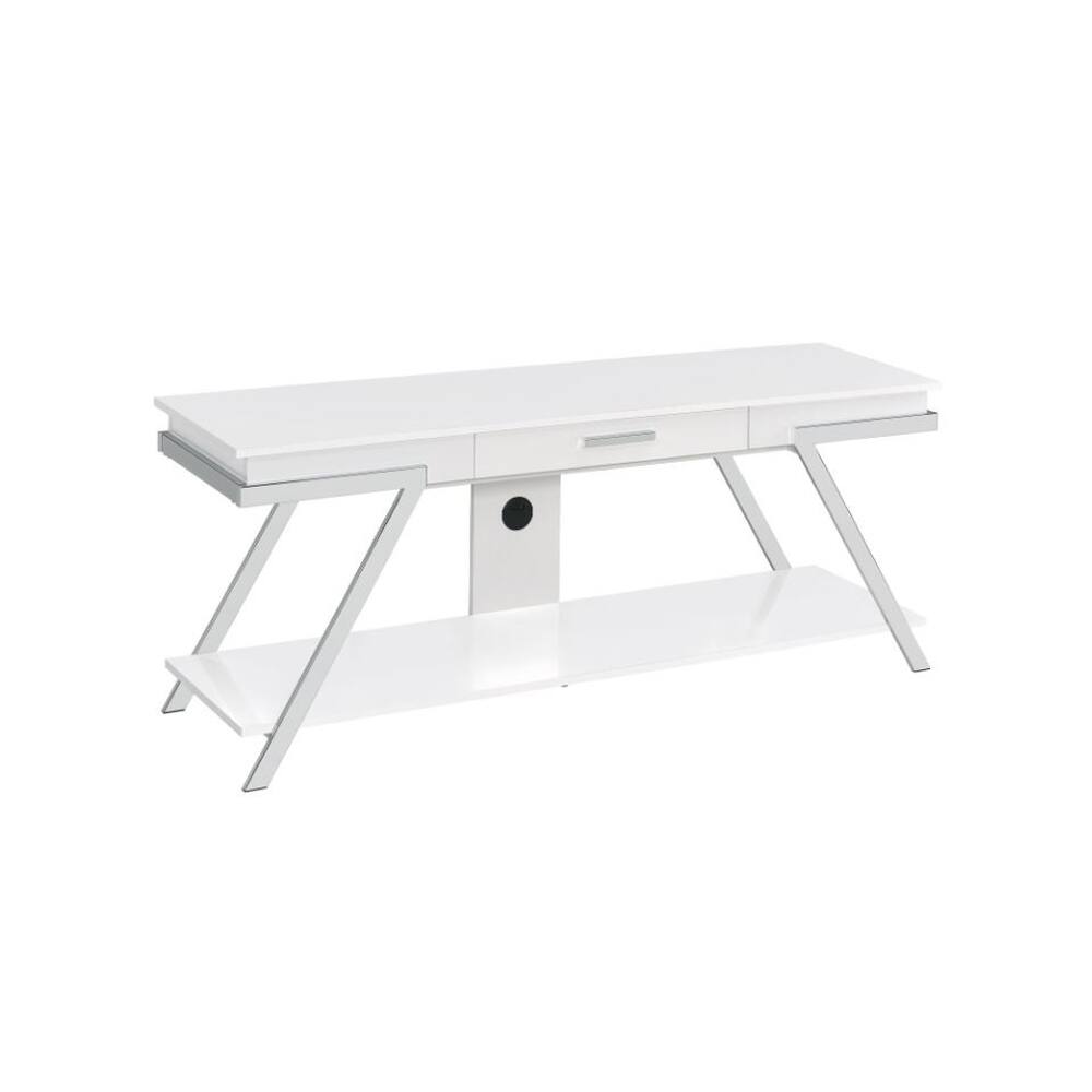 Angle. Steve Silver - Zena 65" TV Stand  with Drawer - White - White.