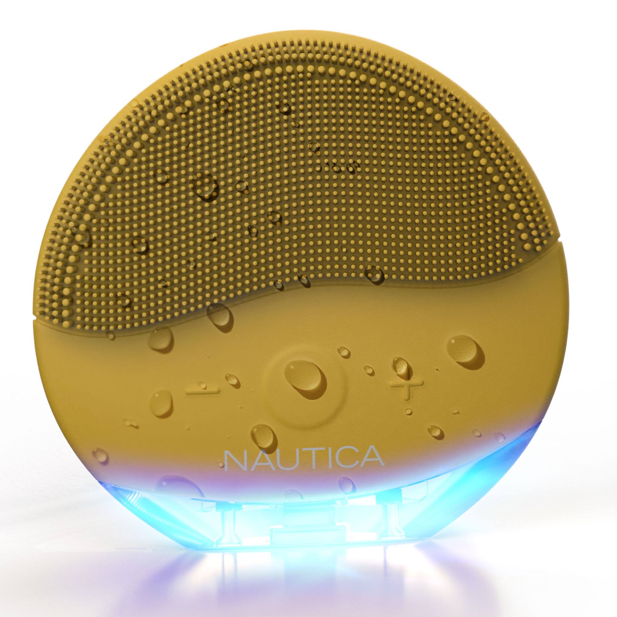 Front. Nautica - Nautica Sonic PC110 Facial Cleansing Brush Made with Soft Silicone, Waterproof, Rechargeable Vibrating Face Scrub Brush - Mustard.