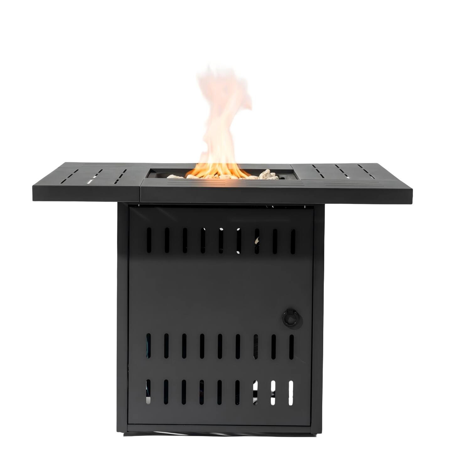 Alt View 4. Glintex - 34" Propane Gas Fire Pit Table 50000 BTU Rectangular Steel Outdoor Fire Pit for Patio Deck Garden Courtyard - Black.