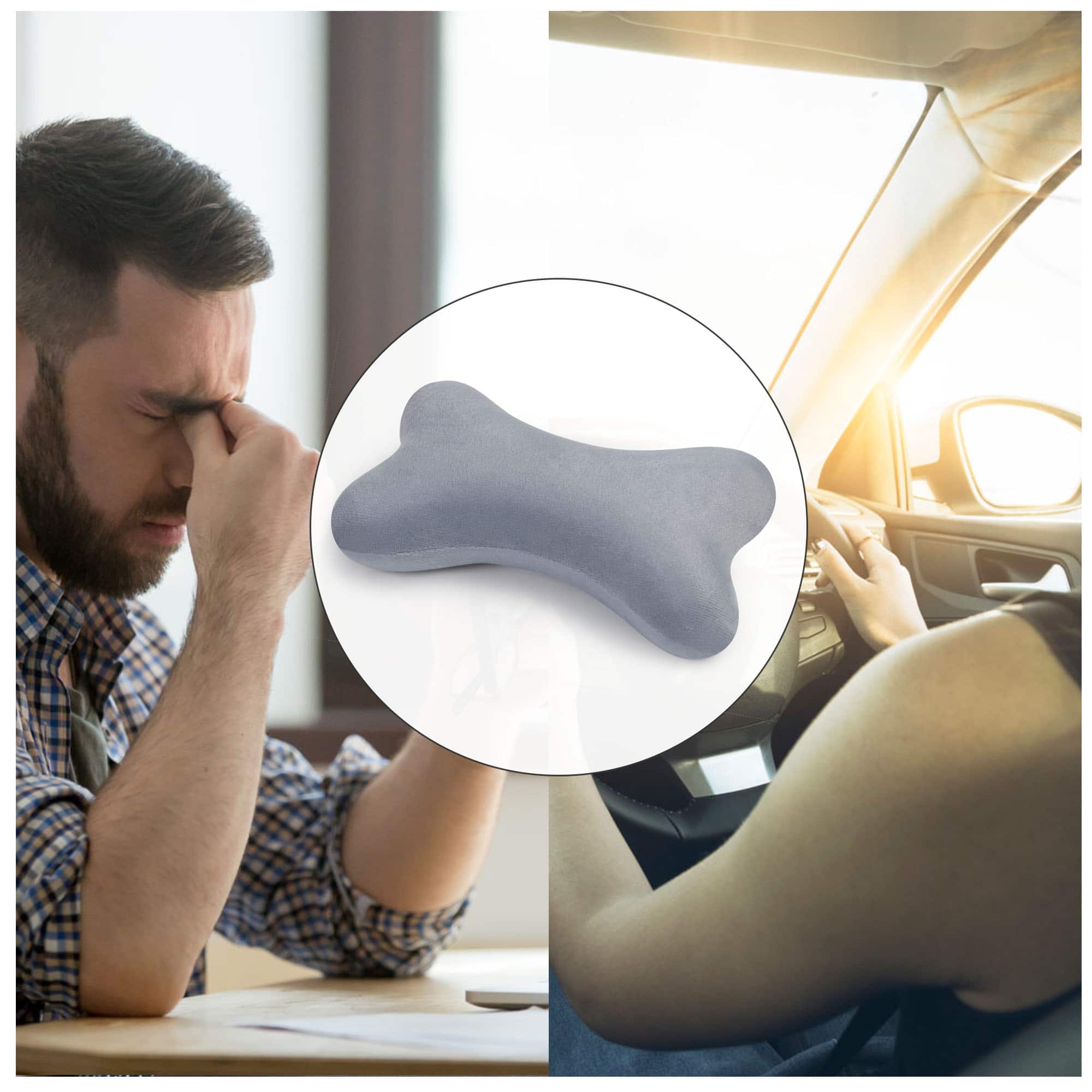 Oumilen - Bone-Shaped Memory Foam Car Pillow - Gray price history on PriceWatchPro