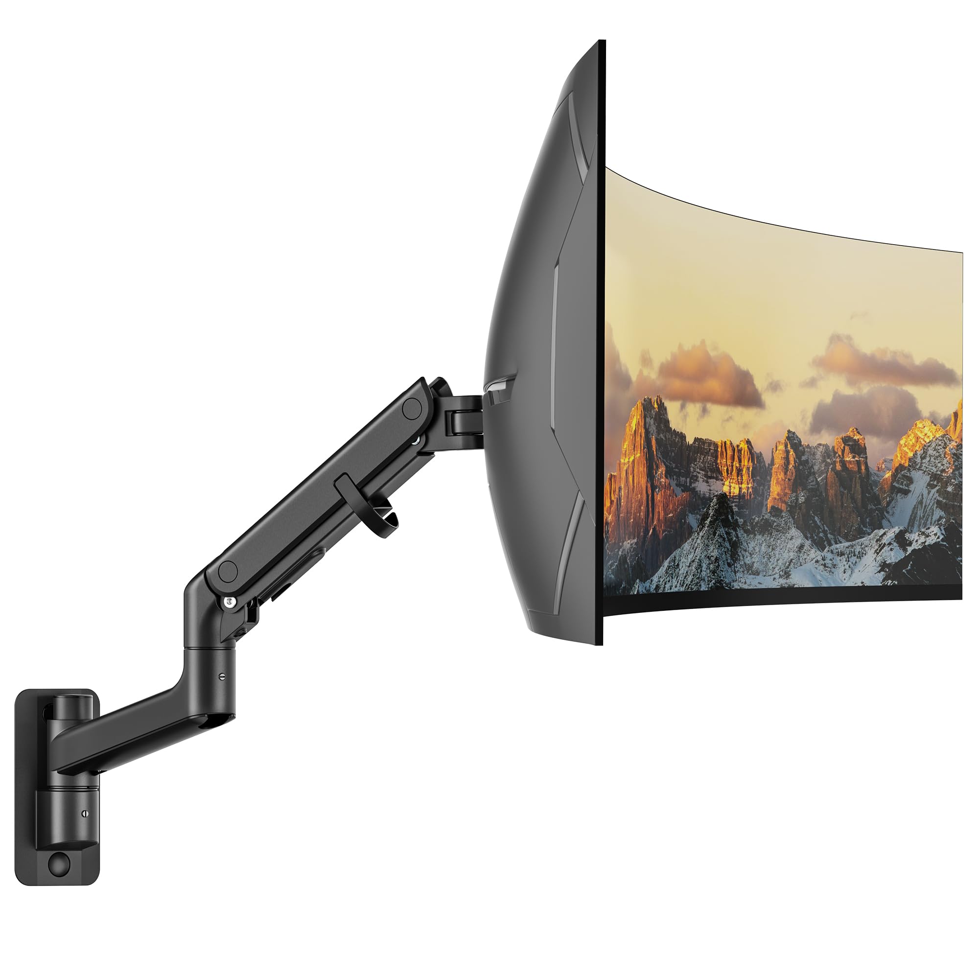 Front. Earthley Blooms - Single Monitor Wall Mount Up s Ultrawide Screen Aluminum Heavy Duty Arm With Adjustable Gas Spring 75x75 - Black 49 Inch.