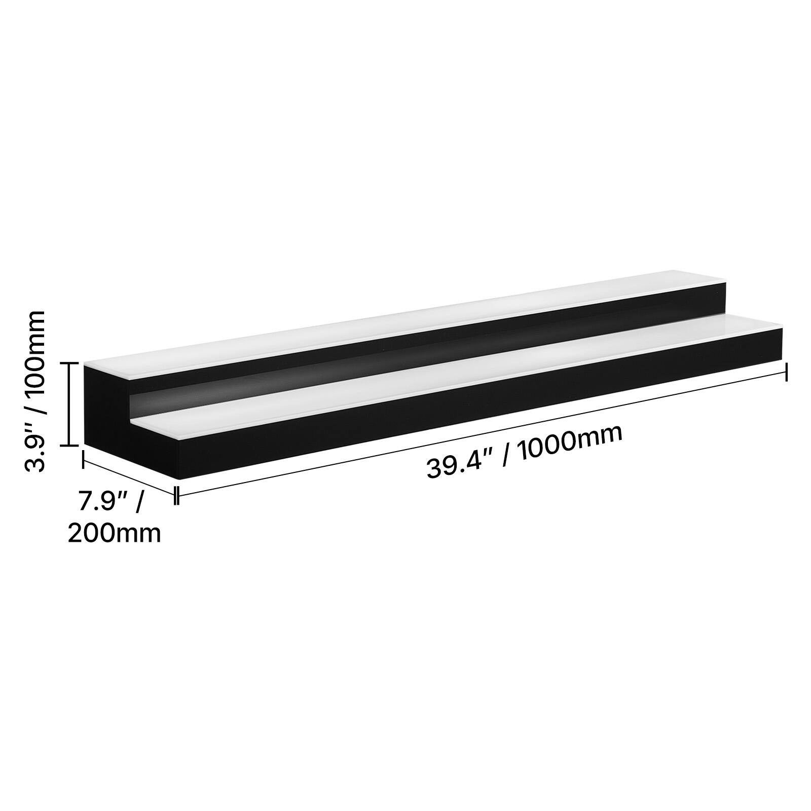 100mm / 3.9"  
7.9" / 200mm  
39.4" / 1000mm