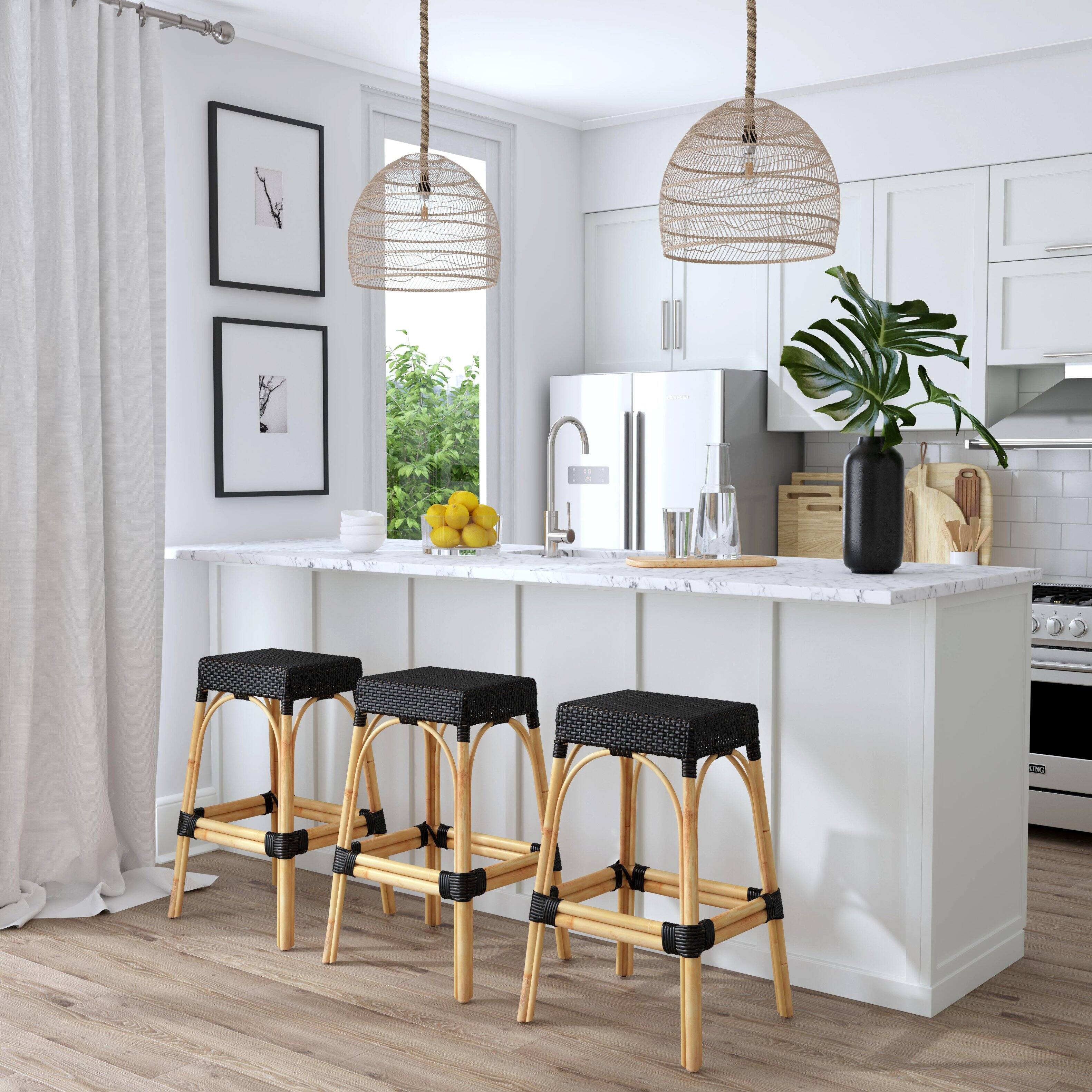 Alt View 5. Butler Specialty - Robias Rectangular Rattan 30" Bar Stool - Black.
