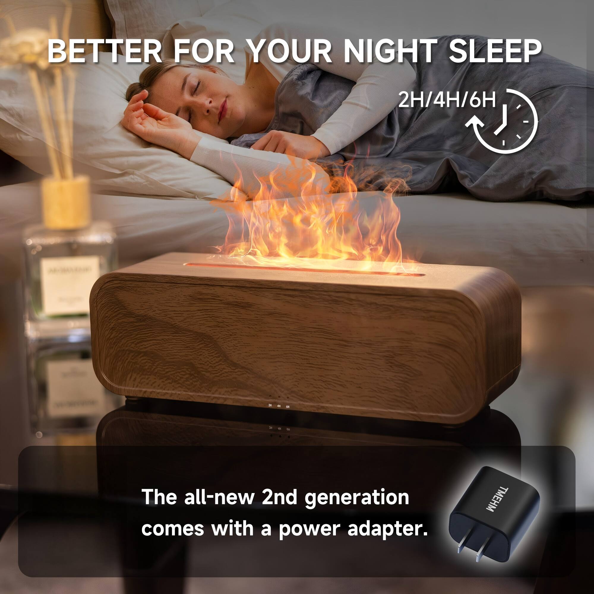 BETTER FOR YOUR NIGHT SLEEP  
2H/4H/6H  

The all-new 2nd generation comes with a power adapter.