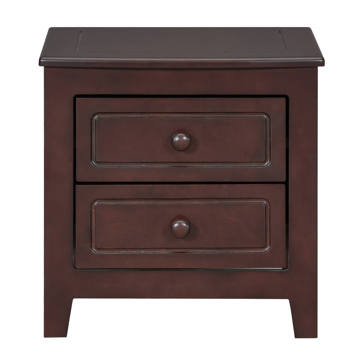 Left. Loheer - Loheer 2 Drawer Nightstand, Walnut Mid Century Bedside Table with Storage - Walnut.