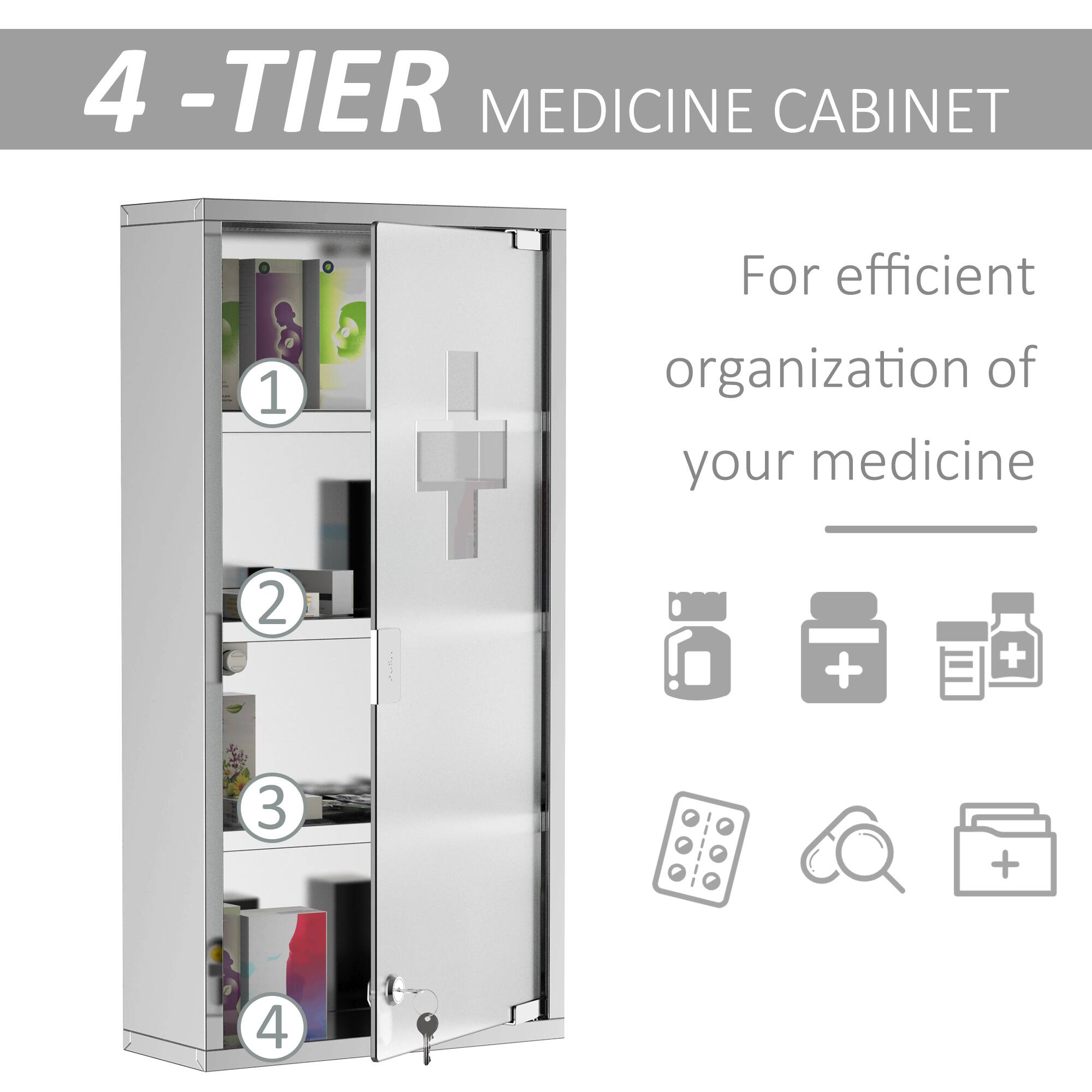 4-TIER MEDICINE CABINET For efficient organization of your medicine