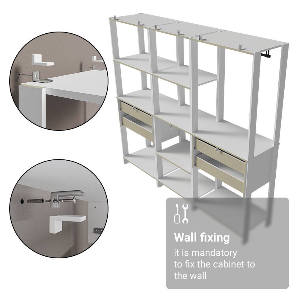 Wall fixing  
it is mandatory to fix the cabinet to the wall