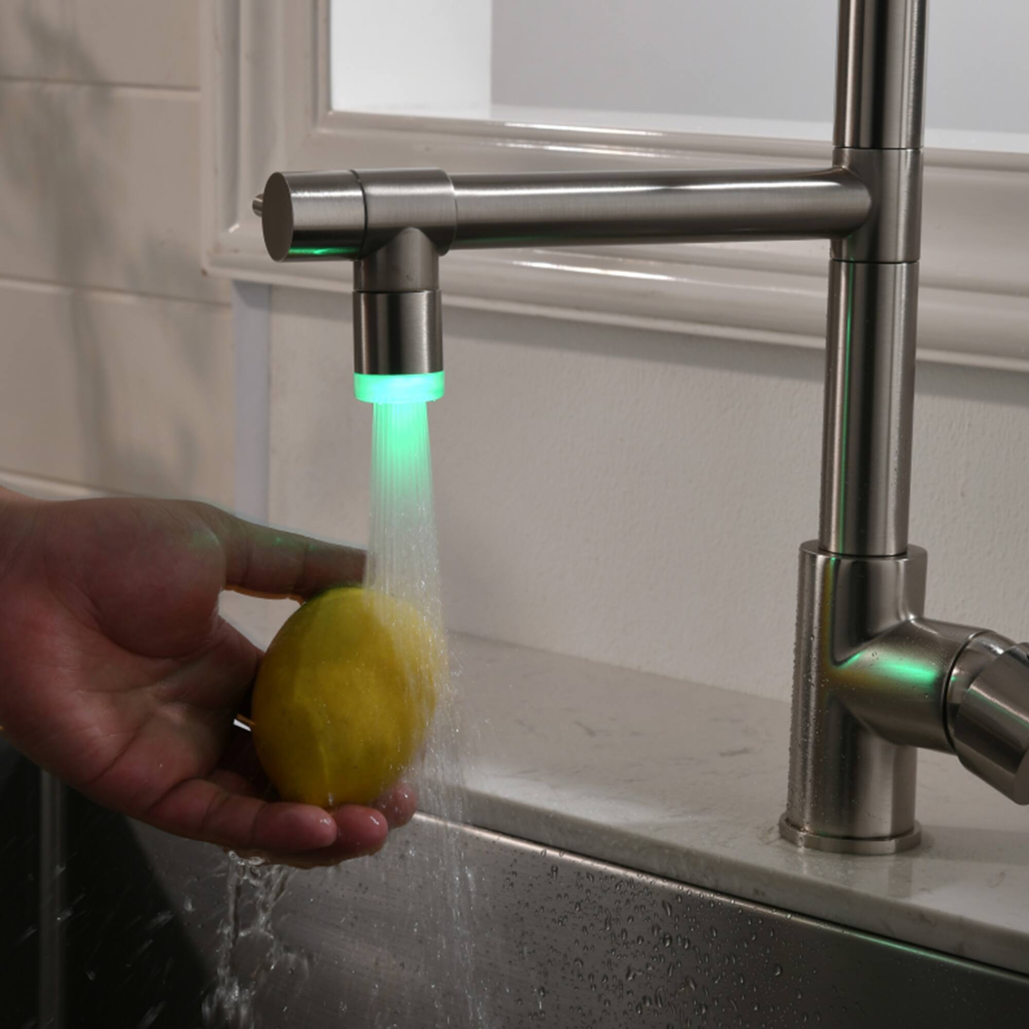 Angle. Siljoy - Commercial Kitchen Faucet Pull Down Sprayer Brushed Nickel,Single Handle Kitchen Sink Faucet - Brushed Nickel.