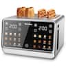 Teendow - Touch Screen Toaster 4 Slice, 1800W Stainless Steel Digital Smart Toaster with Dual Controls,6 Shade Levels - Silver