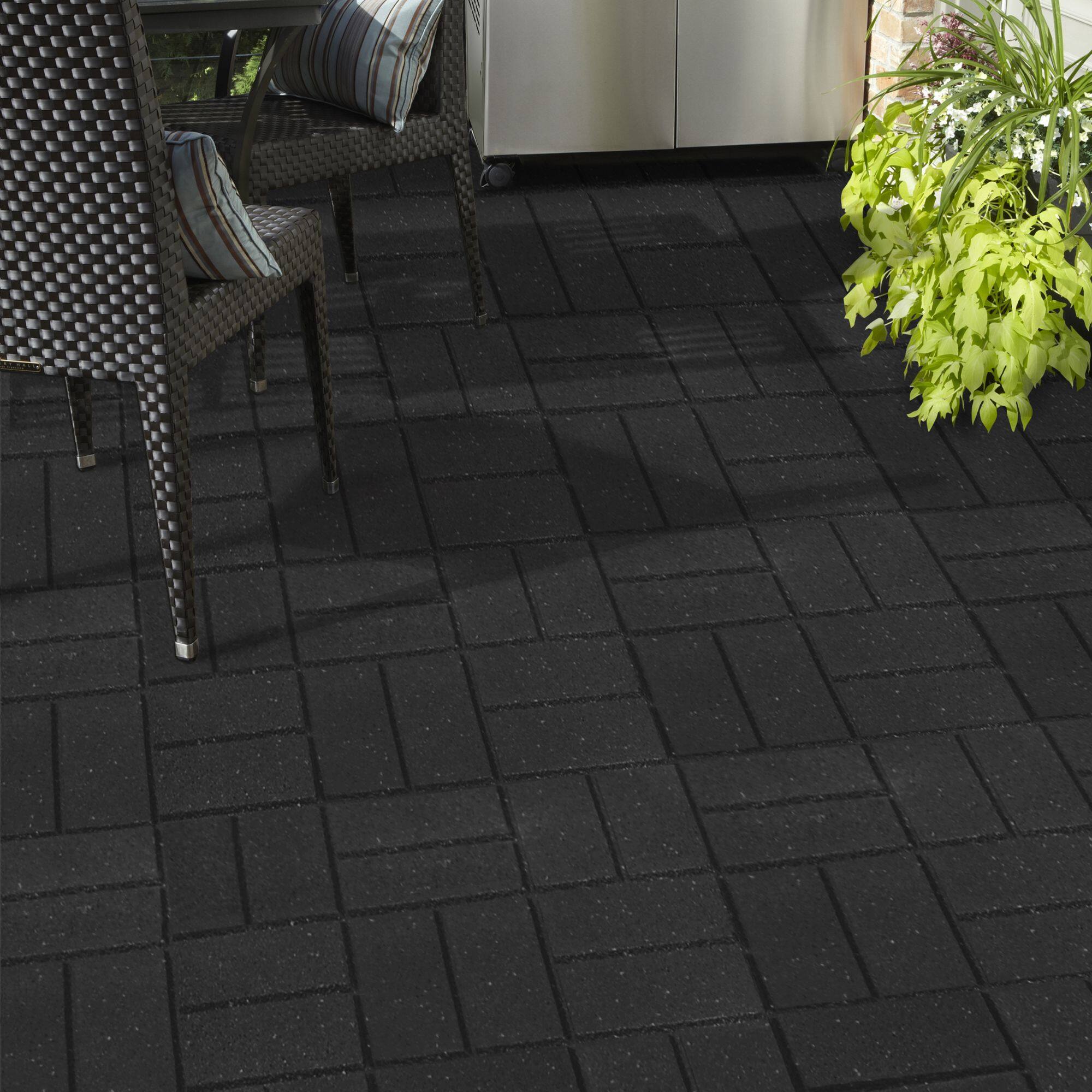 Alt View 7. Tierra Verde - Tierra Verde 16" x 16" Brick Rubber Paver, Outdoor Floor Tiles, Black, 4 Pack.