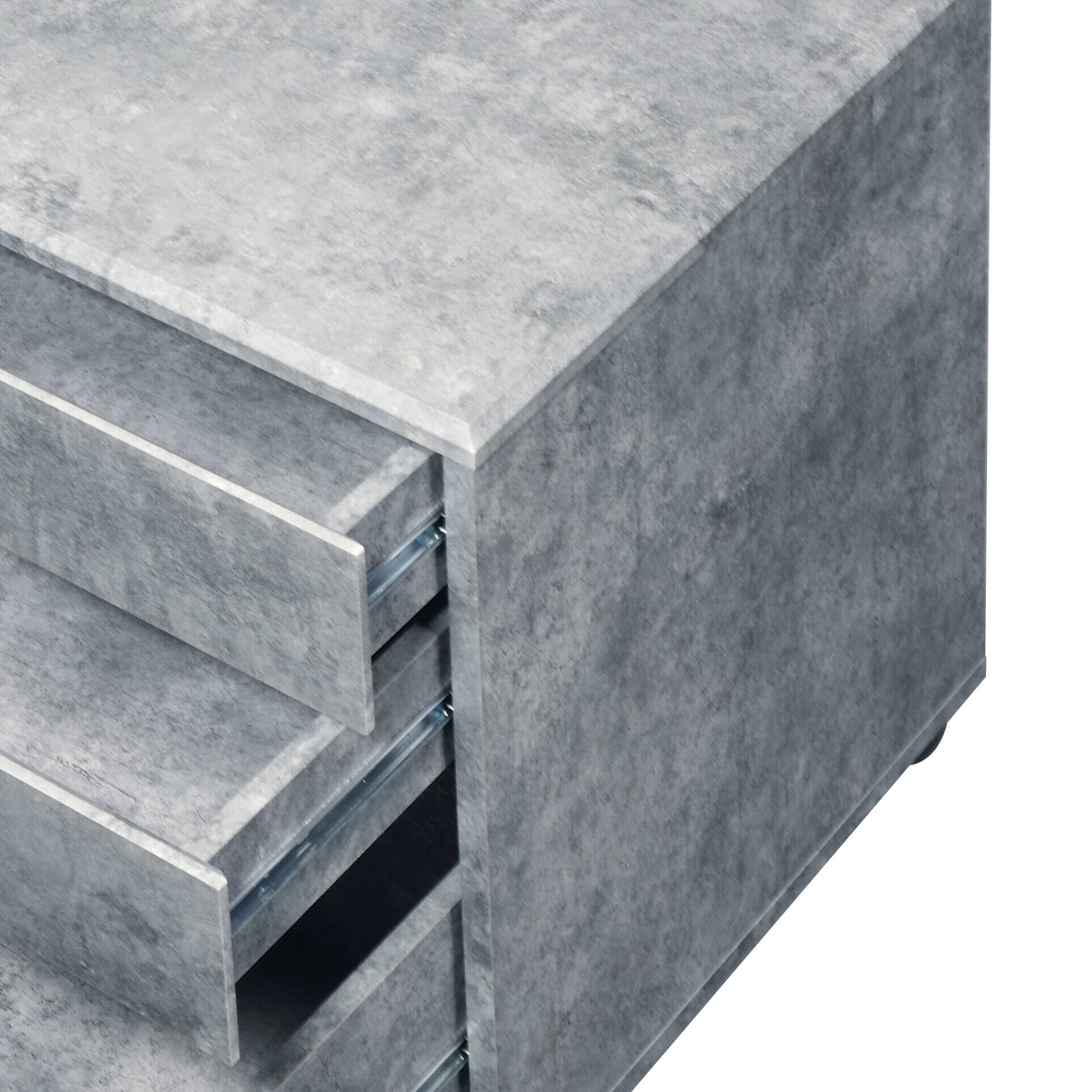 Left. TinyHomie - Jurgen Faux Concrete & Silver Finish File Cabinet.