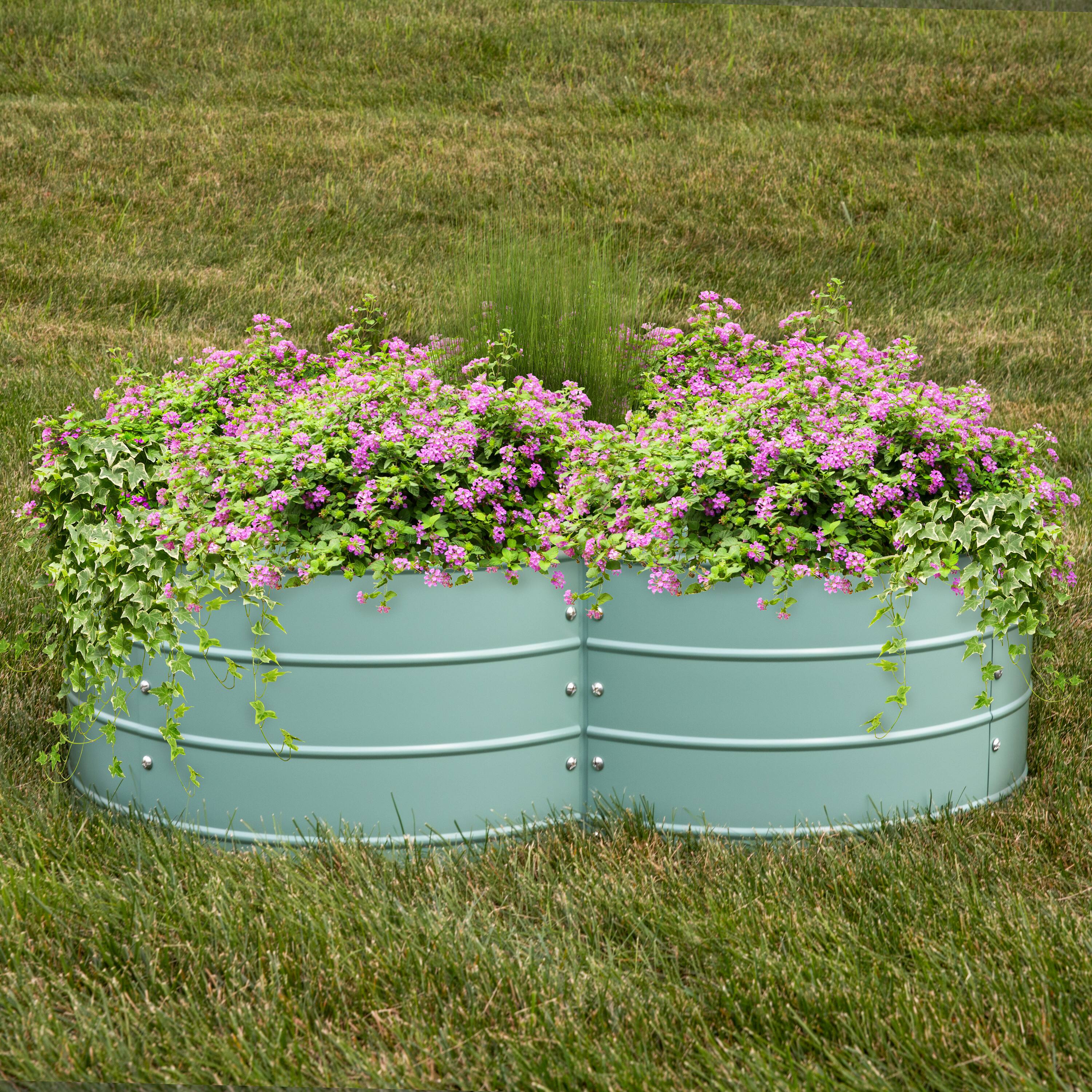 Alt View 1. Sunnydaze - 4-Leaf Clover-Shaped Galvanized Steel Raised Planter Bed - Green.