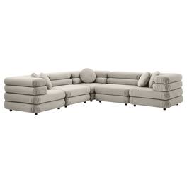 Jubilee 5-Piece Modular Performance Velvet Sectional Sofa by Modway - Almond