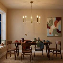 Loheer - Five Light Golden Brass Chandelier, 24 Inch Wide Candle Style Ceiling Light
