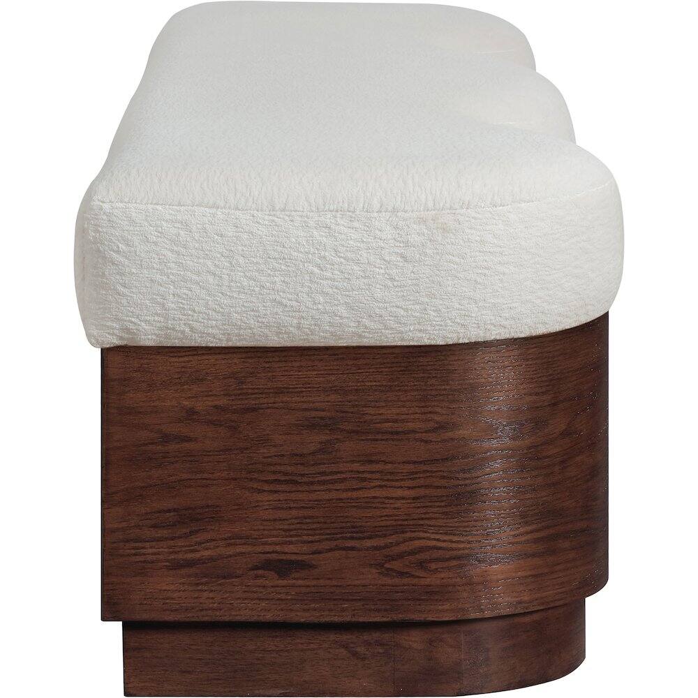 Alt View 3. Meridian Furniture - Savoy Cream Velour Fur Fabric Bench - Beige.