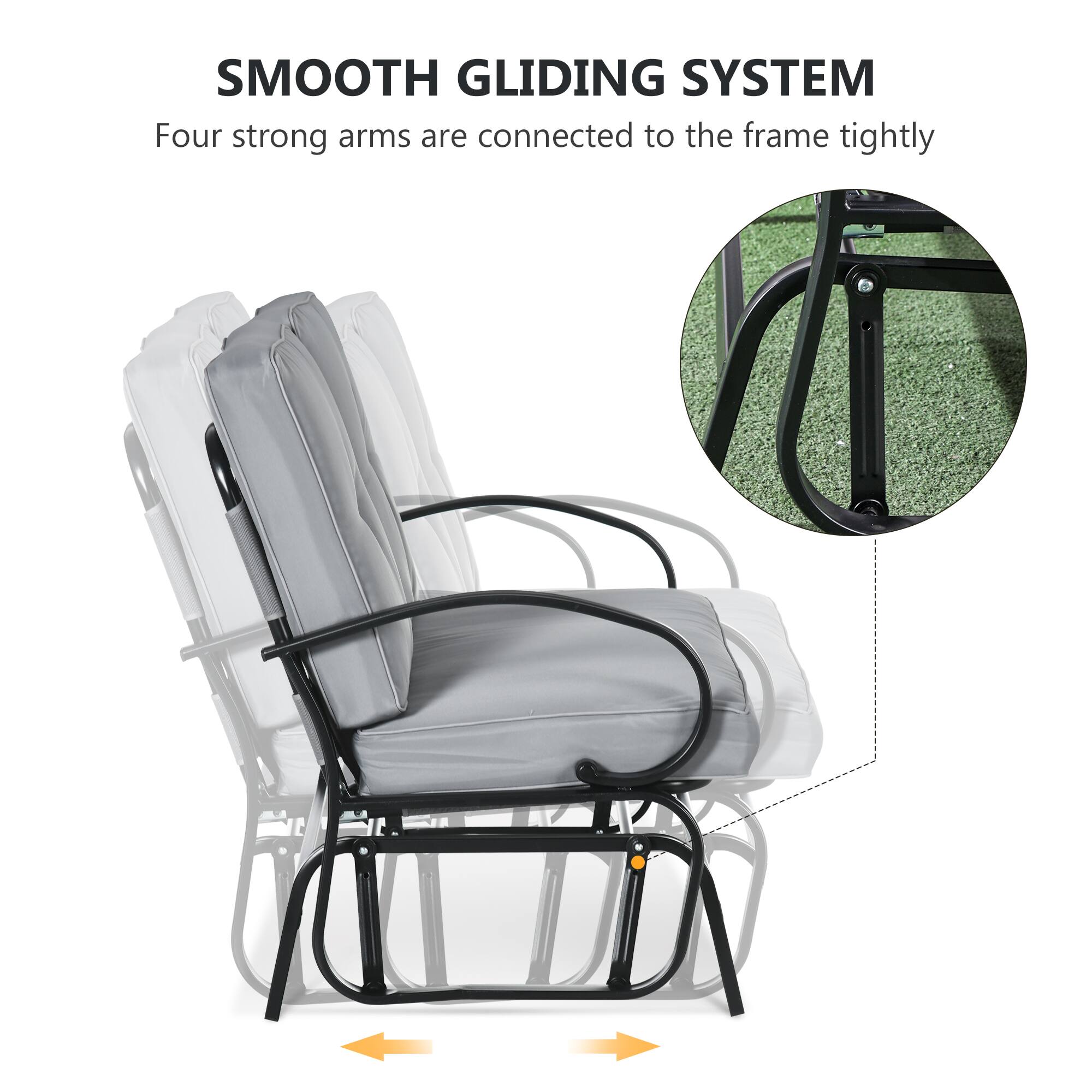 SMOOTH GLIDING SYSTEM
Four strong arms are connected to the frame tightly