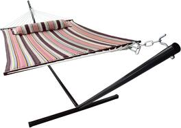 Sorbus - 2-Person Stylish Hammock with Stand- Premium Cotton 53" Large Hammock Bed- Spreadedbars & Pillow Included-450lbs - Mocha