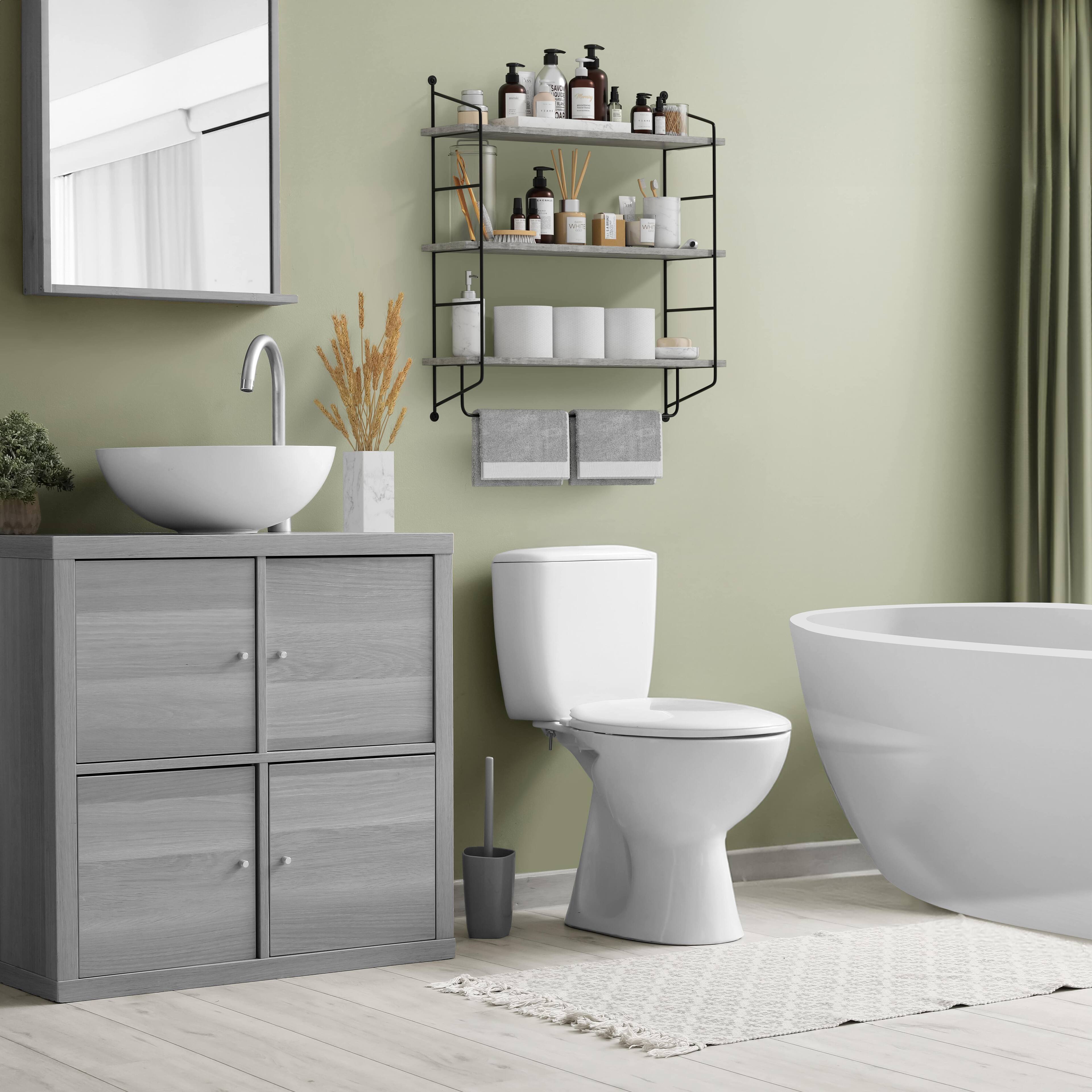 Alt View 2. Sorbus - Sorbus 3-Tier Floating Bathroom Shelves for Wall - Wood Wall Storage for Towels, Over The Toilet Storage Cabinet - Gray.