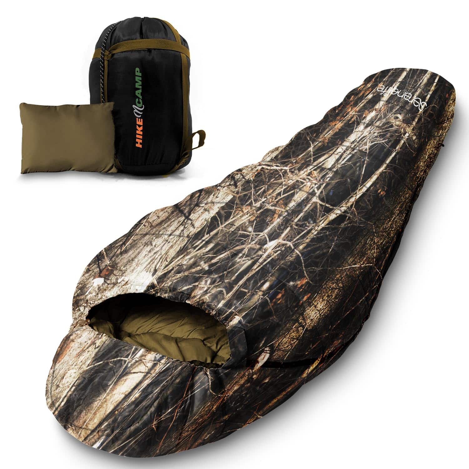 SereneLife - SLSRT5 Mummy Sleeping Bag, Lightweight, Weather-Proof with Pillow and Bag for Camping, Hiking - Real Tree price history on PriceWatchPro