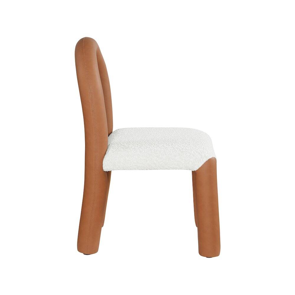 Alt View 3. Meridian Furniture - Amari Cognac Vegan Leather and Boucle Fabric Dining Chair, Set of 2 - Brown.