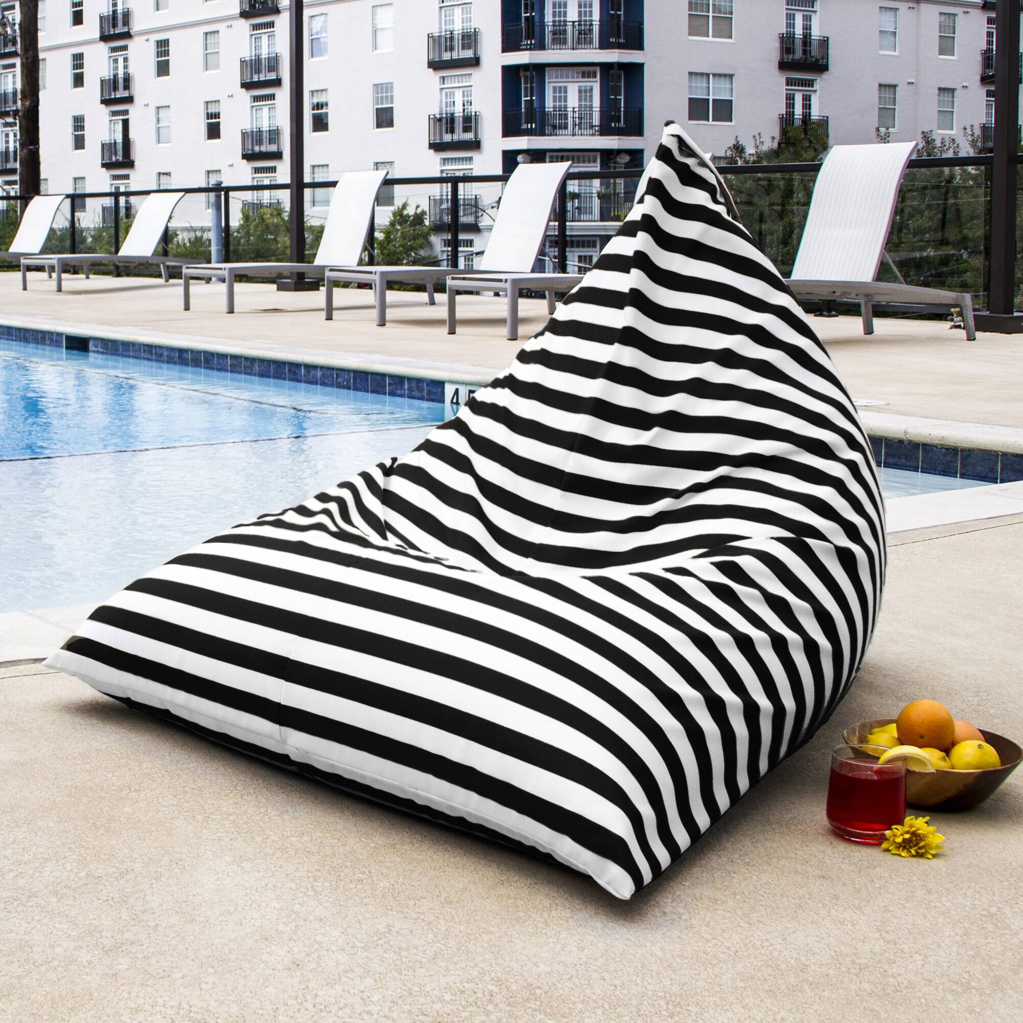 Alt View 1. Jaxx - Jaxx Twist Outdoor Bean Bag Chair, Black & White Stripes - Black & White Stripes.