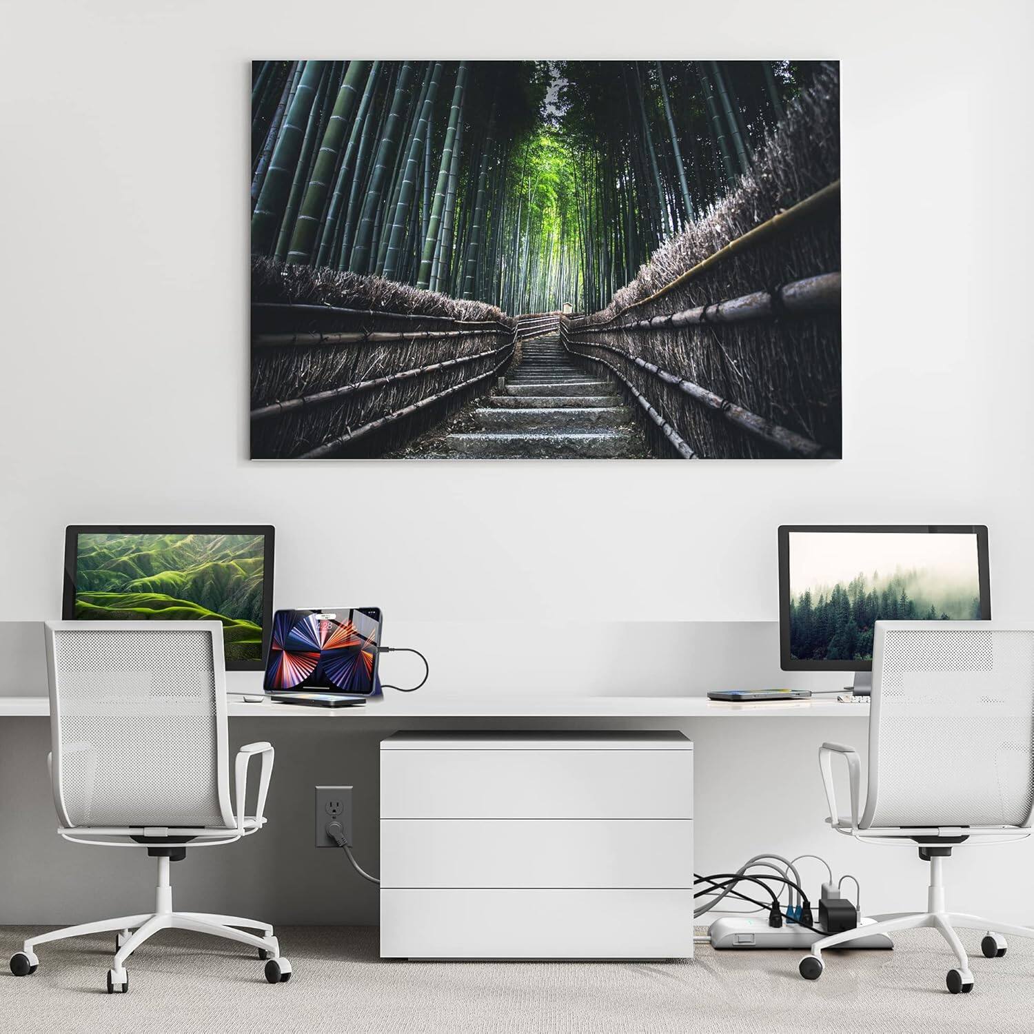 Alt View 5. Monster - Heavy Duty Surge Protector Power Strip 6 ft Cord with 8 120V-Outlet Extension, 2 Ethernet Switch Ports, 4050J Rating - White.