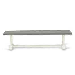 East West Furniture - V-Style Dining Table Bench with Wooden Seat - Brown