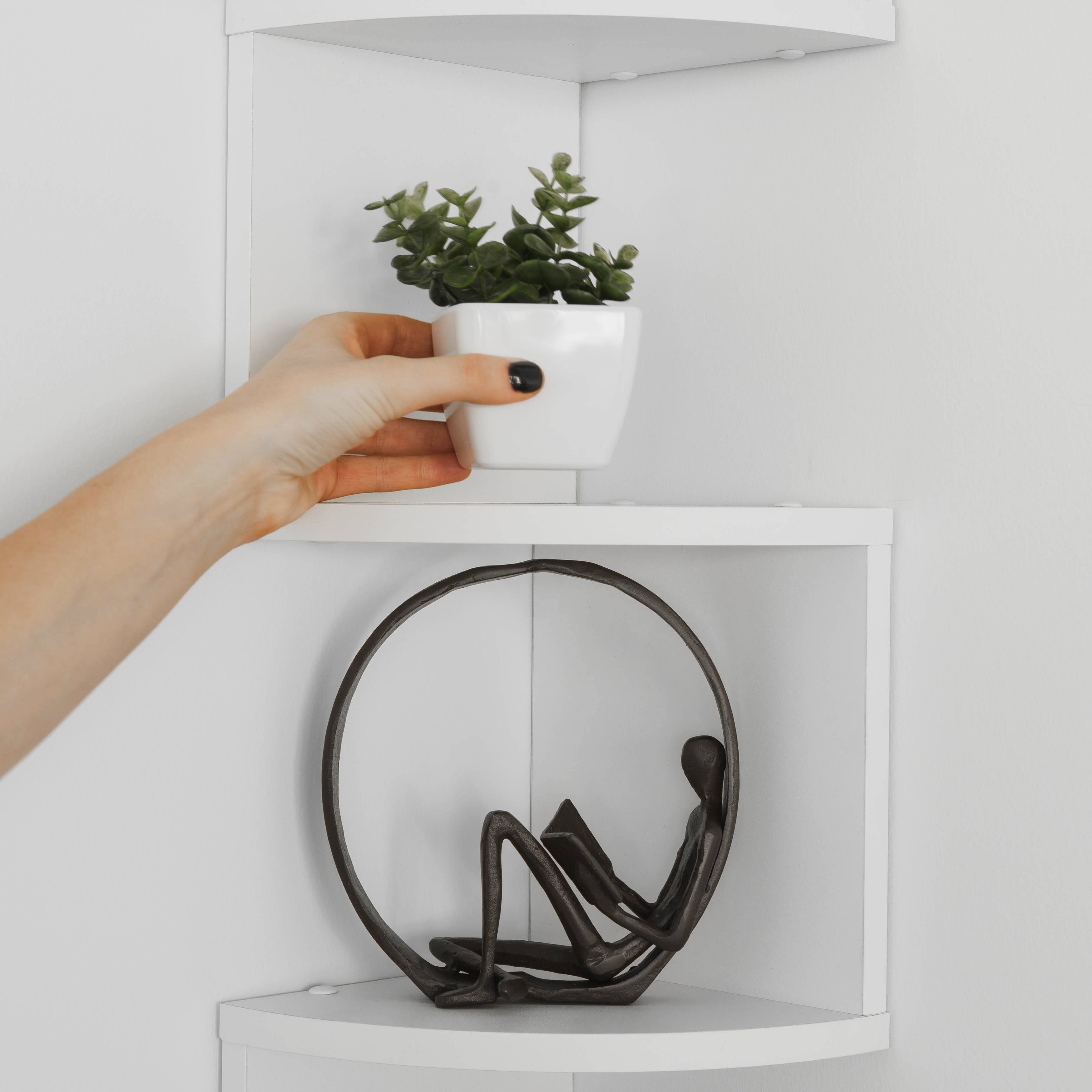 Alt View 1. Danya B - Five Tier Corner Wall Shelf - White - White.