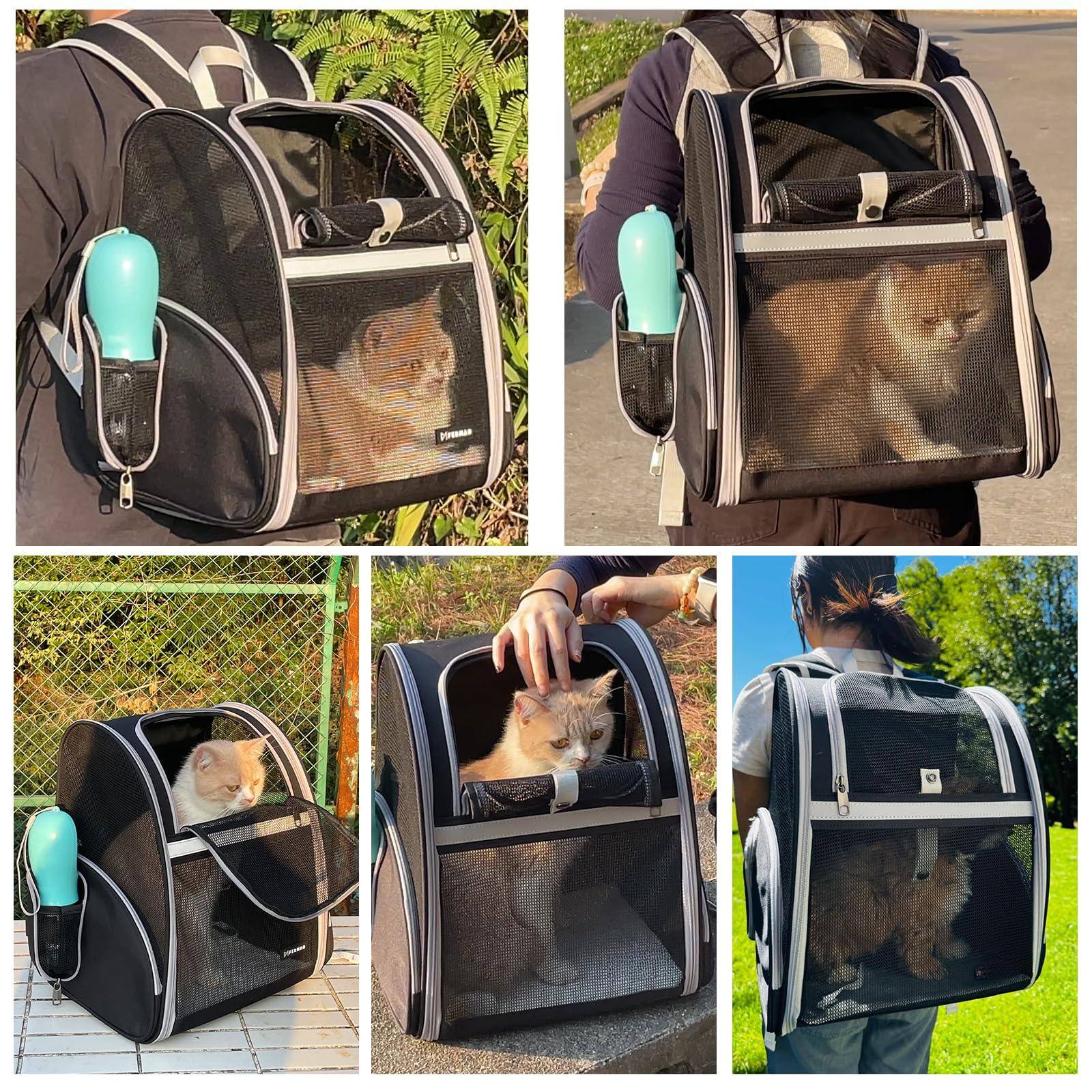 Alt View 4. Paradigms Interiors - Cat Backpack Carrier Pet For Dogs And Puppy Kitten Bunny Up To Carrying Collapsible With Fully Ventilated - gray.