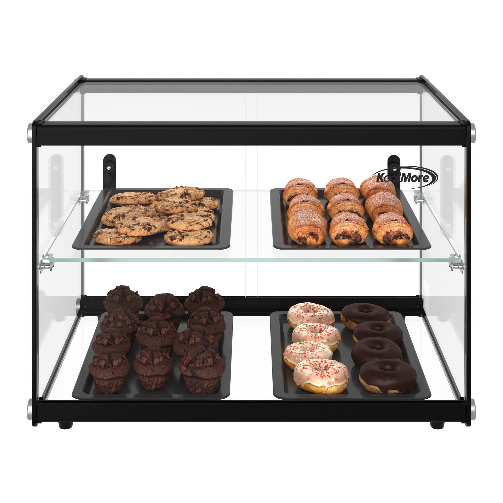 Front. Koolmore - 22 in. Tiered Pastry Display Case With Shelf and Sliding Door  ETL Certified, 2.2 cu. ft. Capacity (KM-DC-2CSBK) - Black.