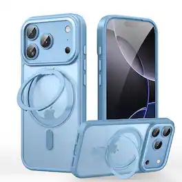 Dteck - Frosted Mag Safe Case For Apple iPhone 18 Pro Max Magnetic 360° Ring Kickstand Hybrid Rugged Shockproof Cover - Lightblue