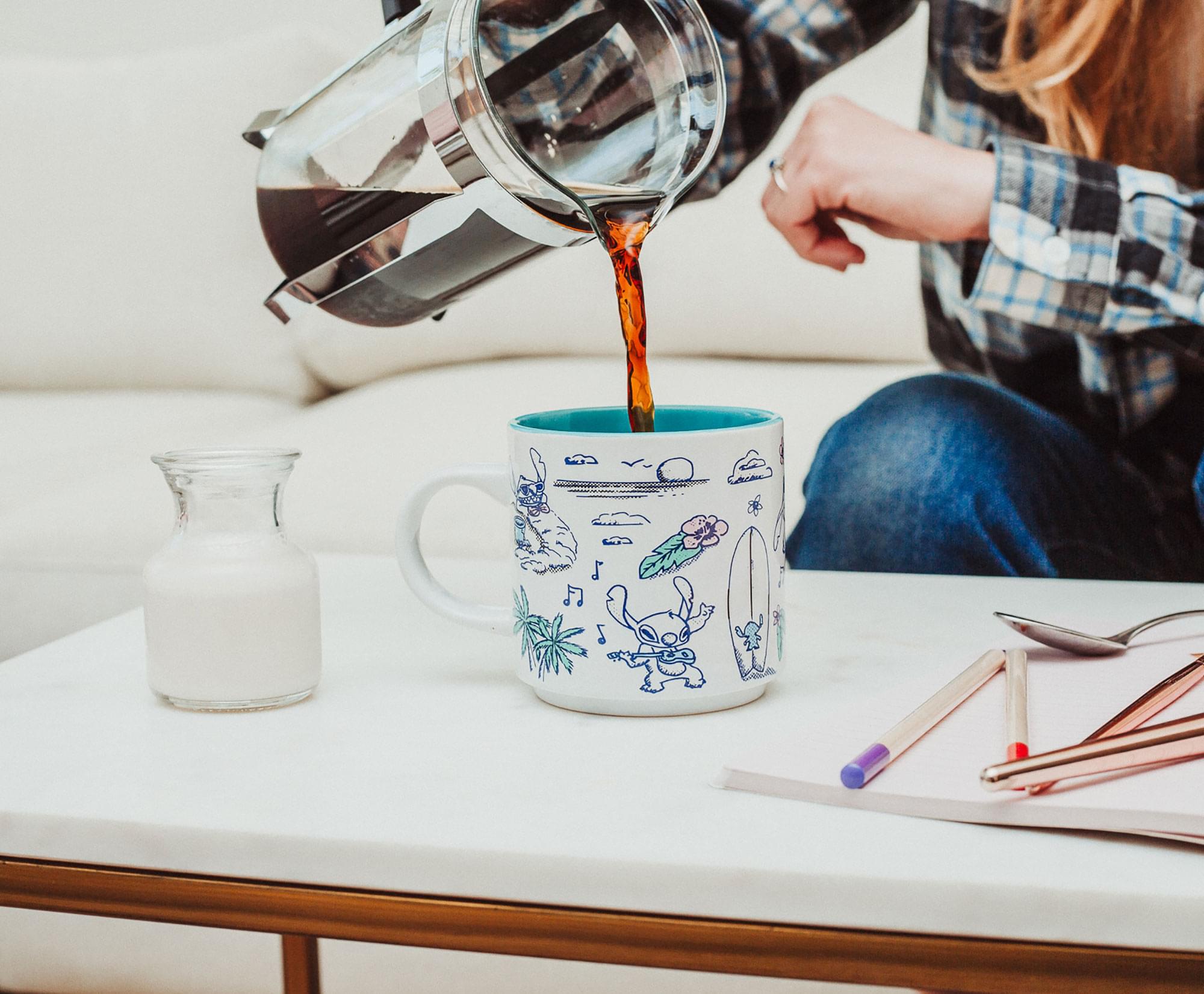 Alt View 3. Silver Buffalo - Disney Lilo & Stitch Hawaii Allover Icons Ceramic Stacking Mug | Holds 13 Ounces - Blue.