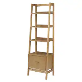 FurniFact - Small wood etagere with multiple shelves and anti-tip hardware - Acorn