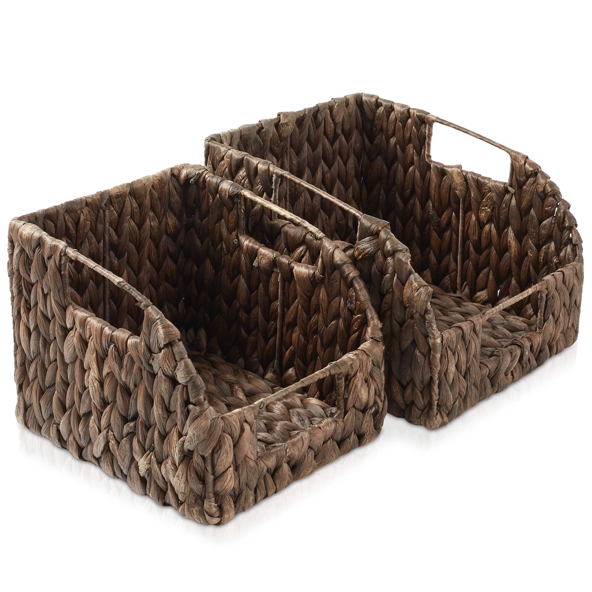 Front. Casafield - 2pk Water Hyacinth Kitchen Pantry Basket Bins with Handles - Espresso - Hyacinth.