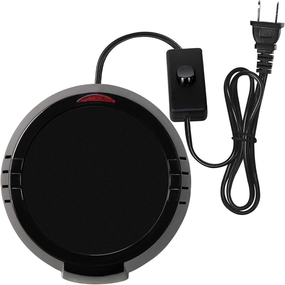 Front. Schertz - Large Electric Candle & Mug Warmer Plate for Beverages and Wax, Black - L-black.