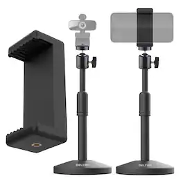 Delton - T301 Adjustable Webcam Stand with Universal 1/4 Inch Screw Mount and Phone Clip Holder