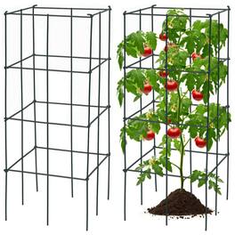 Mondawe - 4 Pack Folding Garden Trellis for Climbing Plants, Metal Plant Support for Tomatoes Beans - Dark Green