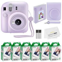 Fujifilm - Instax Mini 12 Instant Camera 60 Photo Prints Quality Photo Value Bundle Case Decoration Stickers Frames Photo Album - Lilac Purple