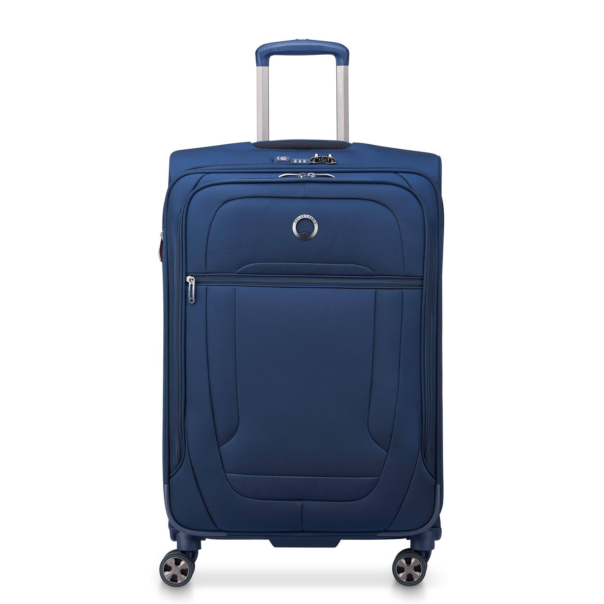 Angle. Delsey - Helium DLX 3-Piece Set (20/25/29) Softside Expandable Luggage with Spinner Wheels - Navy Blue.