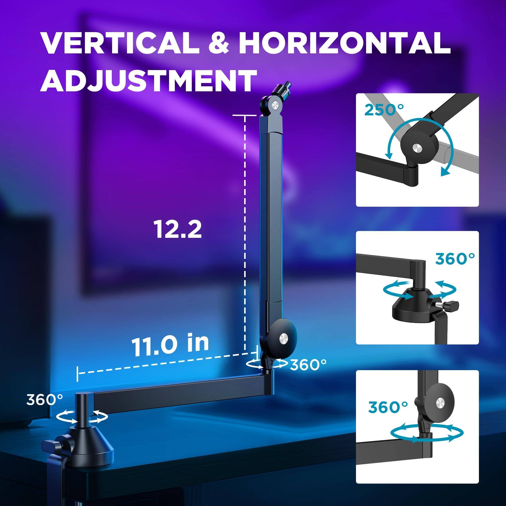VERTICAL & HORIZONTAL ADJUSTMENT

12.2

11.0 in

250°

360°

360°

360°