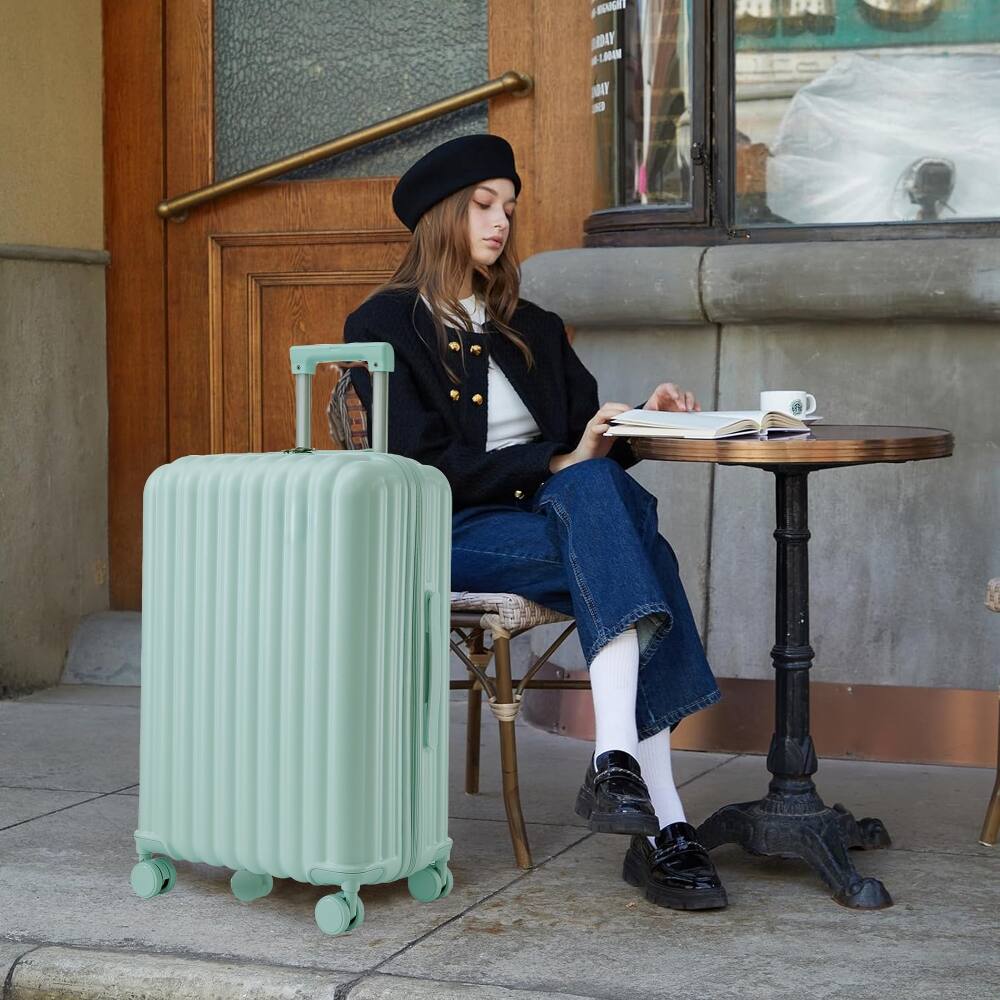 Alt View 2. Ropilly - Ropilly 3 Piece Luggage Set Mint Green Hard Shell Suitcase with Cup Holder - Mint Green.