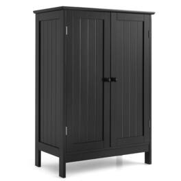 Ecooso - 2-Door Freestanding Bathroom Storage Cabinet with Shelf Organizer - Black
