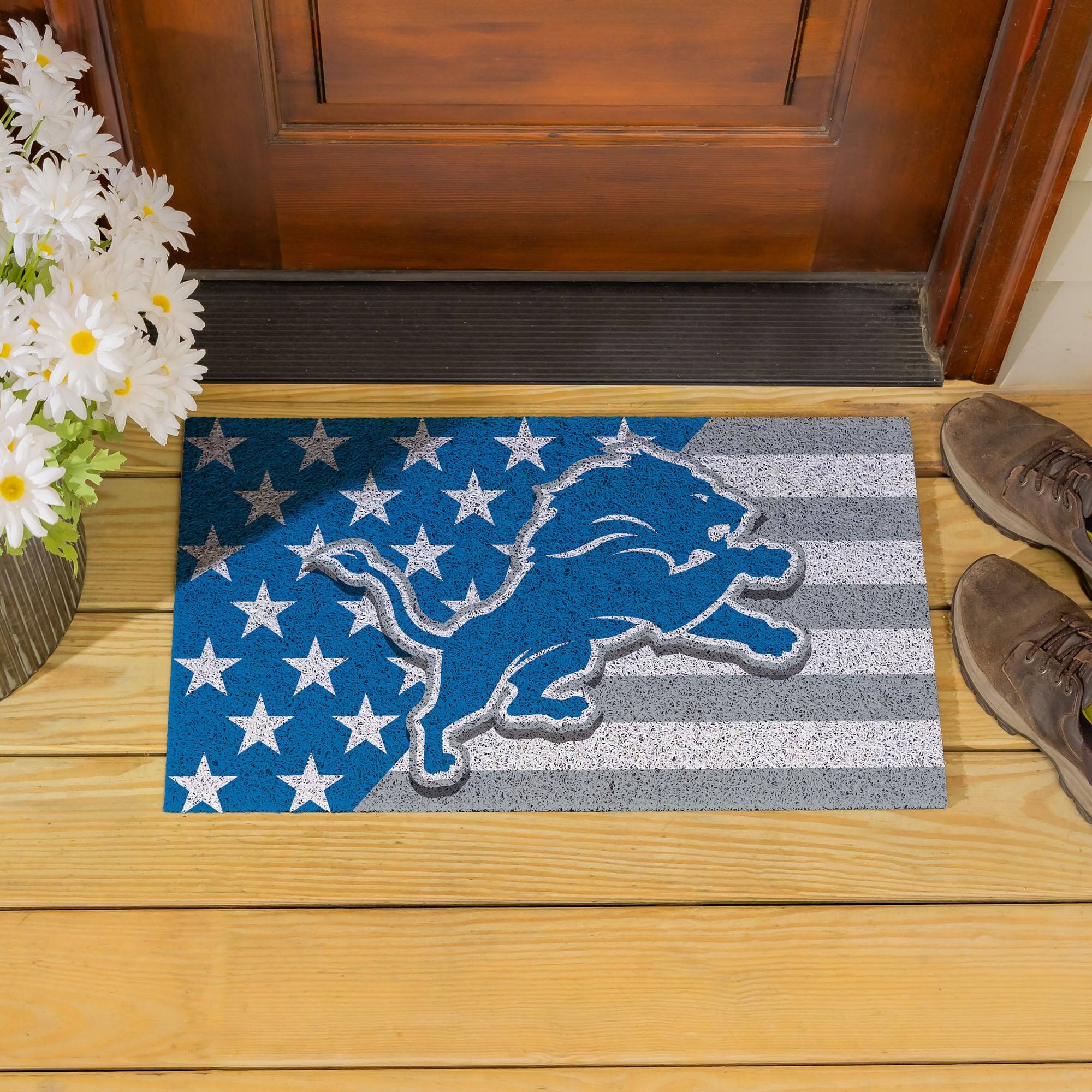 Alt View 3. Evergreen Enterprises - Detroit Lions 16" x 28" Stars & Stripes Patriotic Turf Mat - Multicolor.