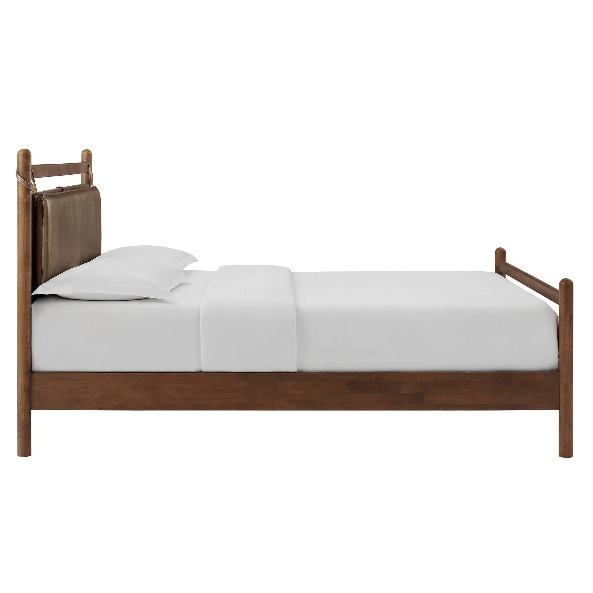 Alt View 3. Modway - Leni Wood Platform Bed Frame by Modway - Walnut Mushroom.