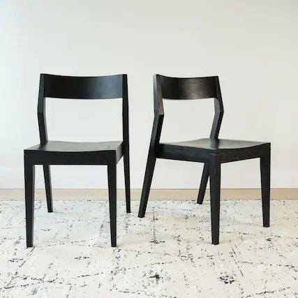 Front. Plank+Beam - Modern Dining Chair (2 pack), Black - Black.